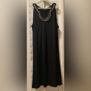 Apt.9 M Sun Dress Tank Dress Cover Up Beaded Neckline Boho Chic‎ Elegant Black